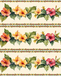 Wandborduere Hibiskus Blueten Aquarell tropische Blumenranke Sommer modern