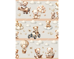 Wandborduere Teddybaeren Vintage Heissluftballon Auto...