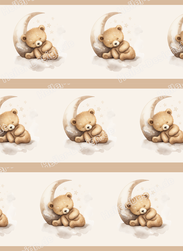 Wall Border Teddy Bear on Moon with Stars Nursery Design