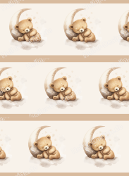 Wall Border Teddy Bear on Moon with Stars Nursery Design