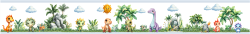 Wandborduere Dinosaurier Babyzimmer Urzeit Palmen Felsen Sonne