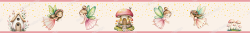 Wall Border Fairy Tale Fairies Mushroom House Stars in Pink Watercolor