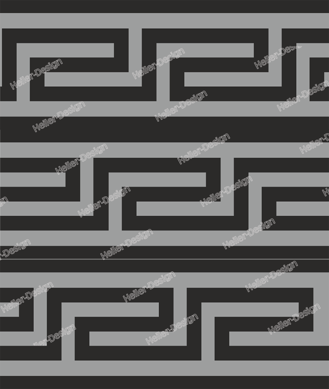 Wandborduere Maander Ornament schwarz grau geometrisches Muster modern Design