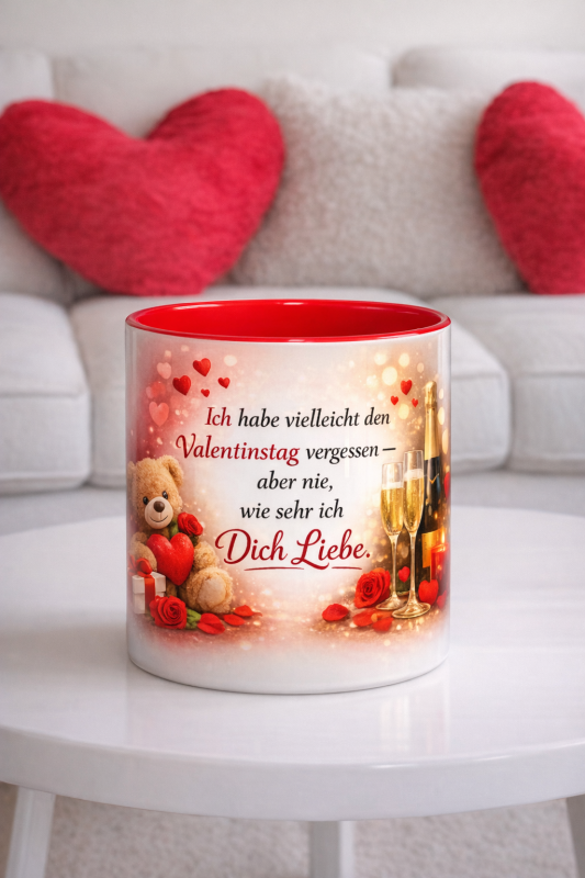 Tasse Kaffeebecher Ich habe vielleicht den Valentinstag vergessen aber nie wie sehr ich Dich Liebe