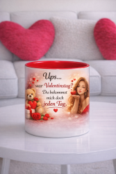 Tasse Kaffeebecher Ups war Valentinstag Du bekommst mich...