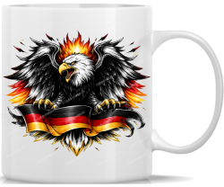 Mug Germany Eagle with Flames and Waving Black Red Gold...
