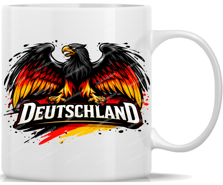 Mug Germany Fire Eagle Black Red Gold with Color Explosion Design Motif