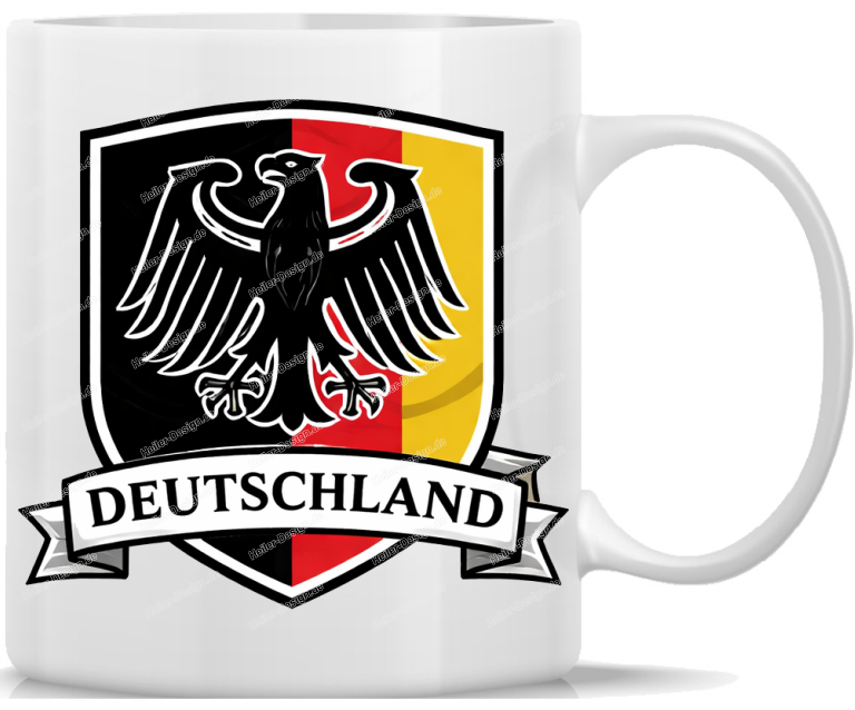 Tasse Deutschland Wappen mit Bundesadler Schwarz Rot Gold Schild Banner Kaffeebecher Geschenkidee