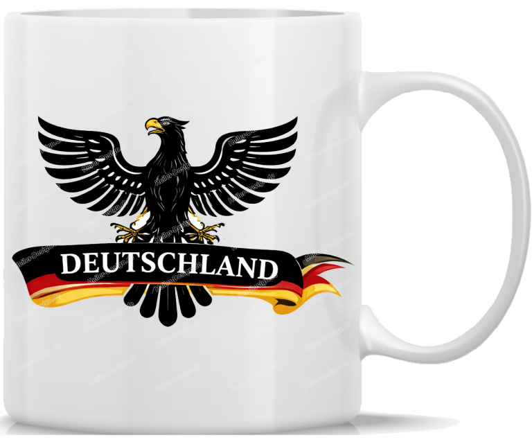 Mug German Eagle with Banner and Germany Lettering in Black Red Gold