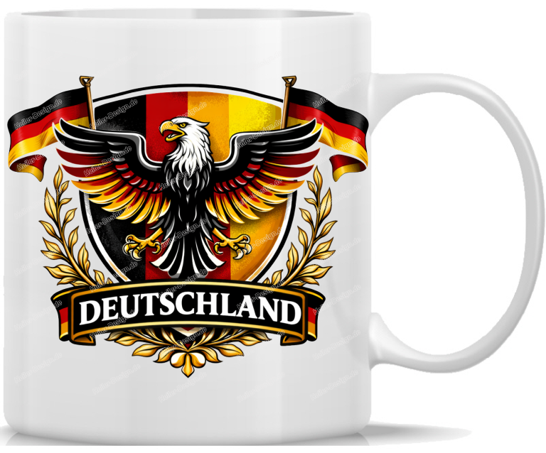 Mug German Eagle Crest with Flag and Laurel Wreath Germany Lettering