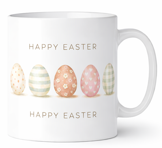 Mug Happy Easter pastel watercolor eggs spring design coffee cup