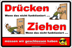 Hinweisschild Drücken Wenn das nicht funktioniert...
