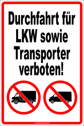 Prohibition No Access for Trucks and Vans - 3
