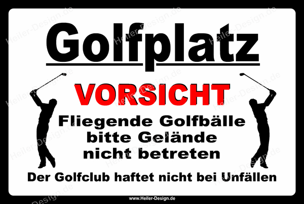 Golf Course Sign – beware of flying golf balls. Keep out. No liability accepted for accidents
