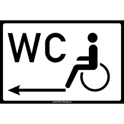 WC für Rollstuhlfahrer Pfeil nach links