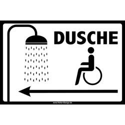 Dusche für Rollstuhlfahrer Pfeil nach links