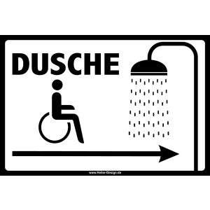 Dusche für Rollstuhlfahrer Pfeil nach rechts