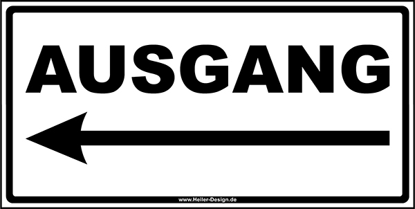 Hinweisschild Ausgang Pfeil nach links 150 mm x 200 mm 2 mm Alu Verbundplatte Ohne Ecken abgerundet