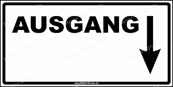 Information sign Exit arrow down 100 mm x 150 mm 2 mm PVC rigid foam board 4 x Double-sided foam adhesive pads Corners square
