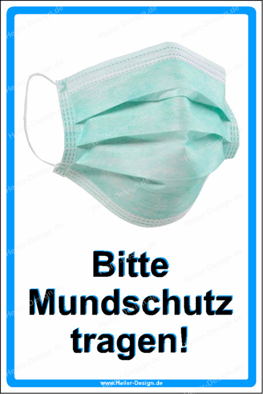 Hinweisschild Bitte Mundschutz tragen! 1 200 mm x 300 mm 2 mm PVC Hartschaumplatte 4 x Beidseitig Schaumklebepads Ecken abgerundet