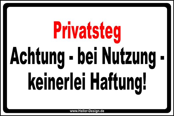 Warning Sign Private Pier Caution – Use at Own Risk! 150 mm x 200 mm Stickers 4 x Double-sided foam adhesive pads Corners square