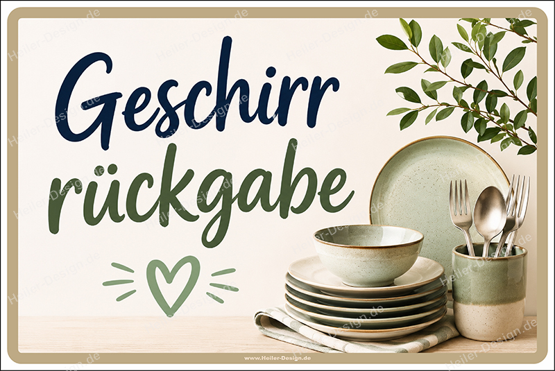 Hinweisschild Geschirrrückgabe - 2