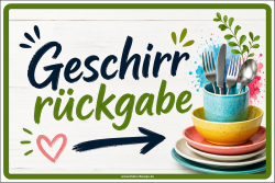 Hinweisschild Geschirrrückgabe - 3