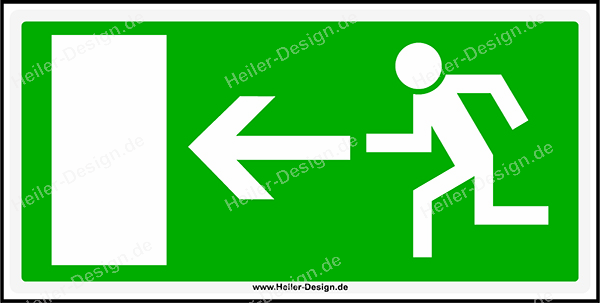 Hinweisschild Notausgang Pfeil nach Links 100 mm x 150 mm Aufkleber 2 x Beidseitig Schaumklebepads Ecken eckig