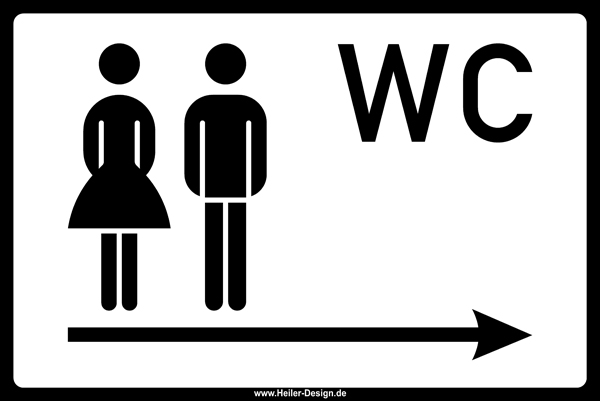 WC Herren und Damen Pfeil nach rechts