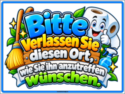 Hinweisschild Bitte verlassen Sie diesen Ort, wie Sie ihn...