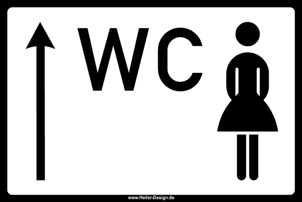 WC Damen Pfeil geradeaus