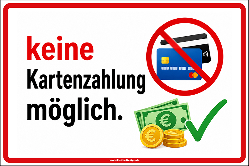 Hinweisschild keine Kartenzahlung möglich.