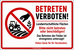 Hinweisschild Betreten verboten –...