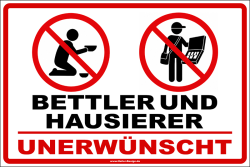 Verbotsschild Bettler und Hausierer unerwünscht