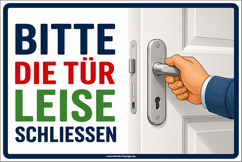 Hinweisschild Bitte die Tür leise schließen