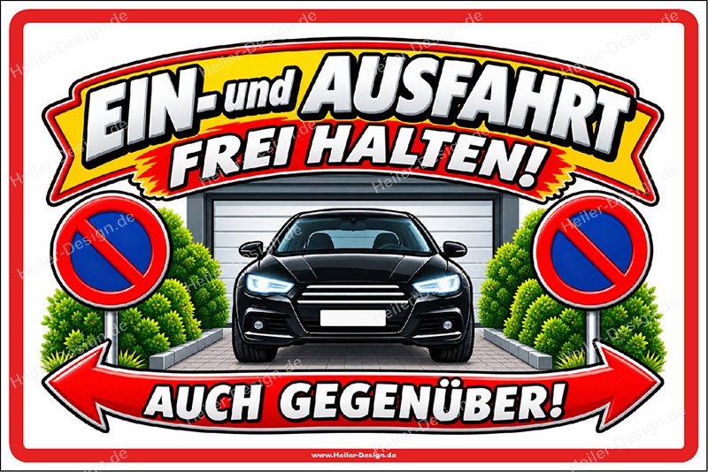 Gebotsschild Ein- und Ausfahrt freihalten auch gegenüber - 2
