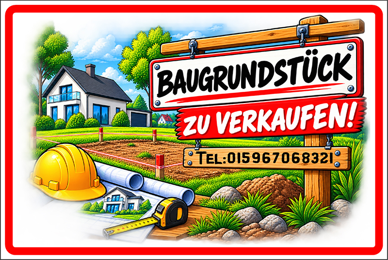 Hinweisschild Baugrundstück zu verkaufen 3