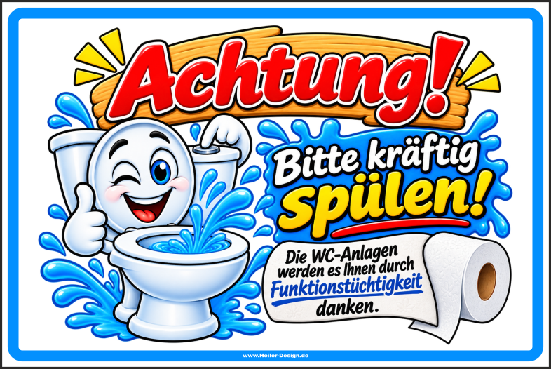 Information Sign Attention! Please Flush Thoroughly! The Toilet Facilities Will Thank You by Remaining Fully Functional. - 2