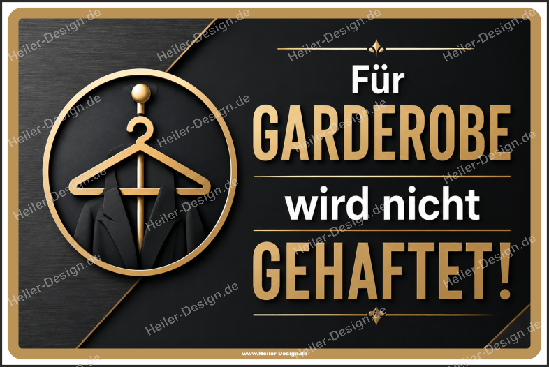 Hinweisschild Für Garderobe wird nicht gehaftet! - 2