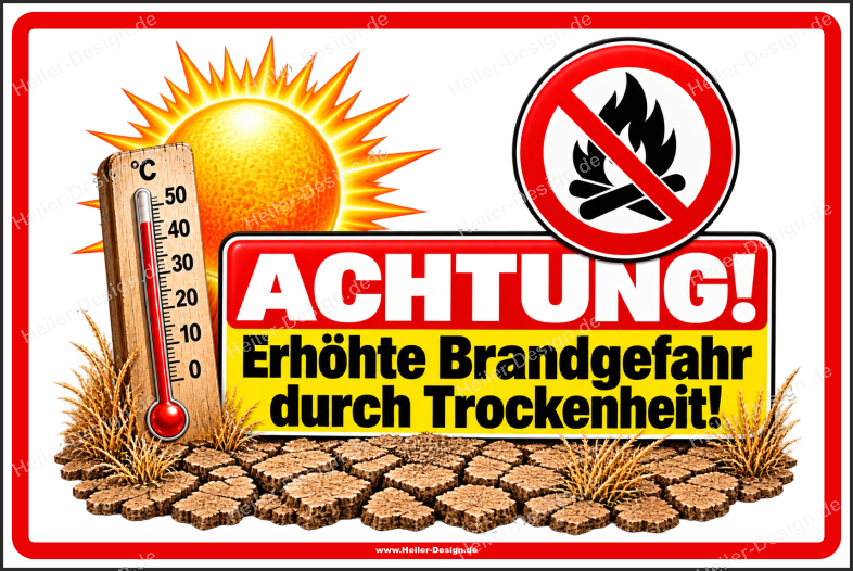Warning Sign Caution! Increased Fire Risk Due to Dry Conditions!