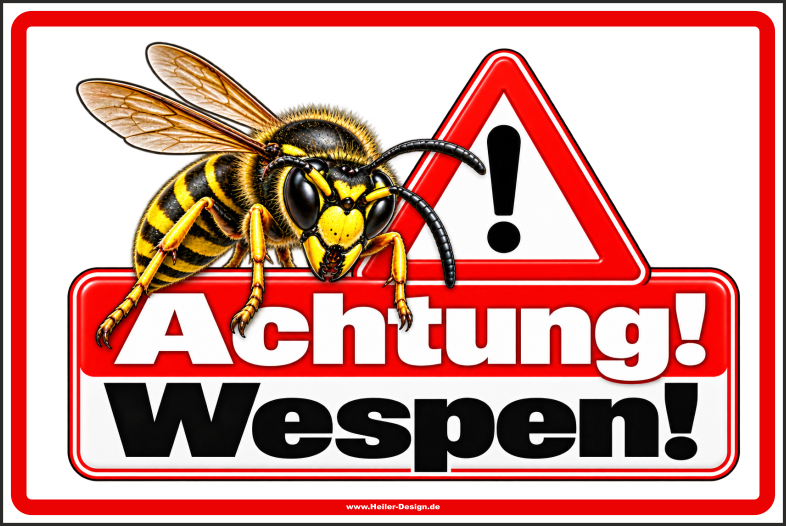 Hinweisschild Achtung! Wespen!