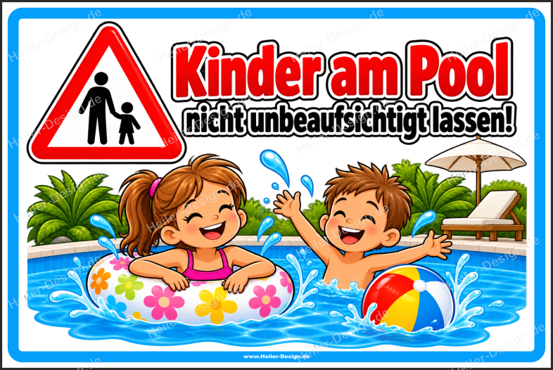 Hinweisschild Kinder am Pool nicht unbeaufsichtigt lassen!