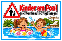 Safety Sign Do Not Leave Children Unattended at the Pool!