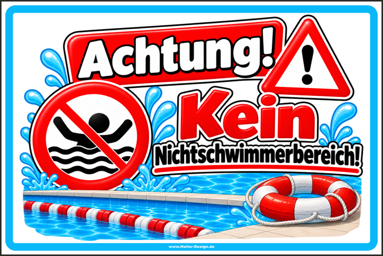 Hinweisschild Achtung! Kein Nichtschwimmerbereich!