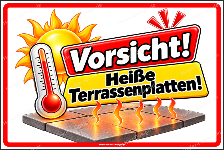 Warning Sign Caution! Hot Patio Paving!