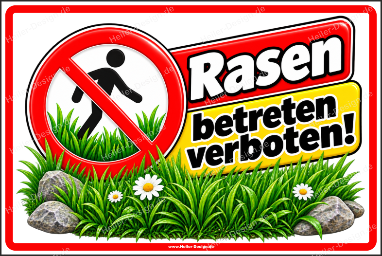 Hinweisschild Rasen betreten verboten!