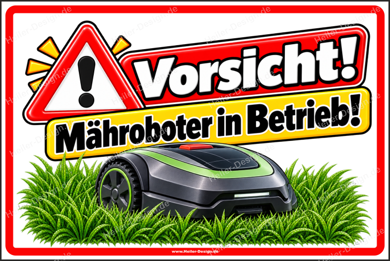 Warning Sign Caution! Robotic Lawn Mower in Operation!