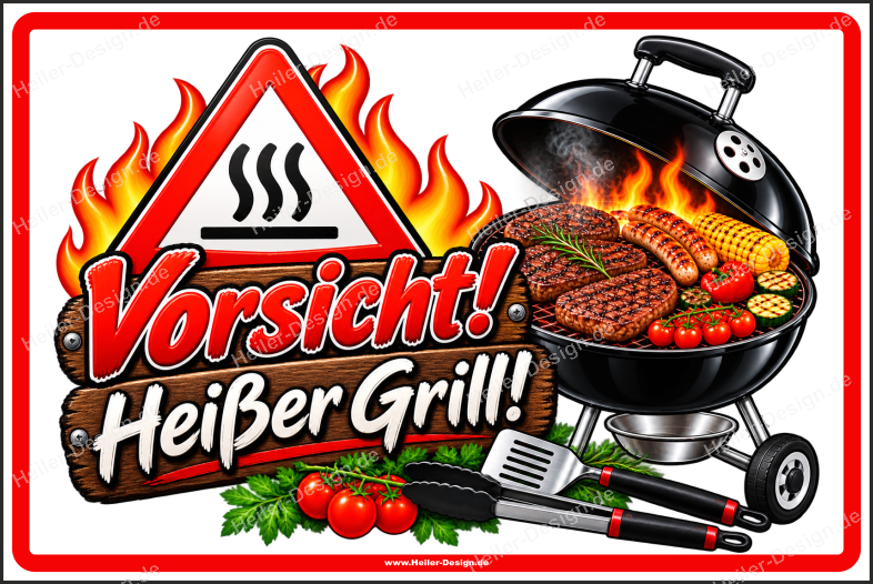 Warning Sign Caution! Hot Grill!