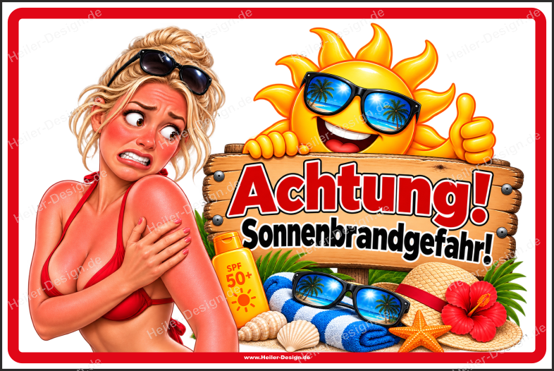 Hinweisschild Achtung! Sonnenbrandgefahr!
