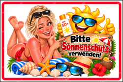 Hinweisschild Bitte Sonnenschutz verwenden!